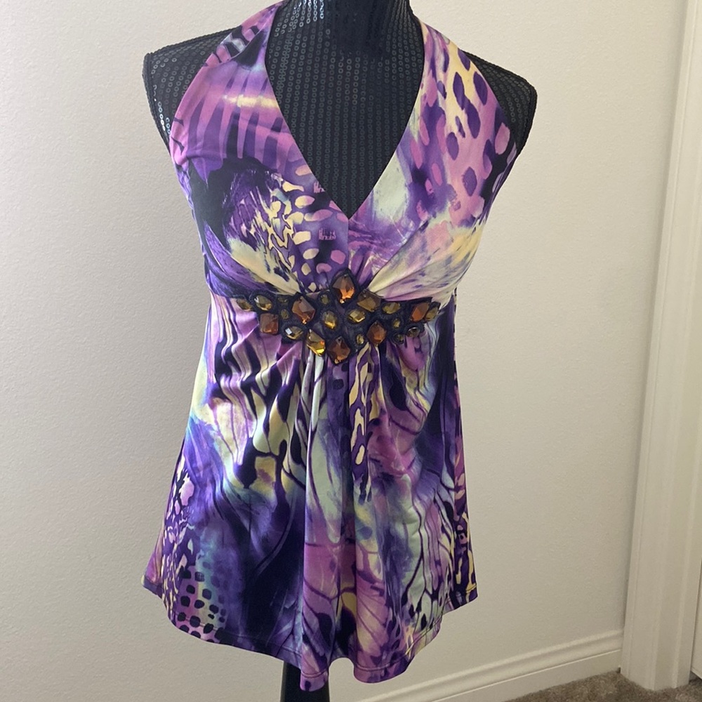 Cache Halter Top With Rhinestone Decorations. - image 1